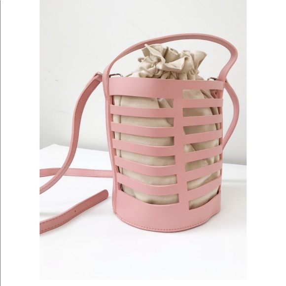 Handbags - Vegan Leather Bucket Bag Top Handle Pink
